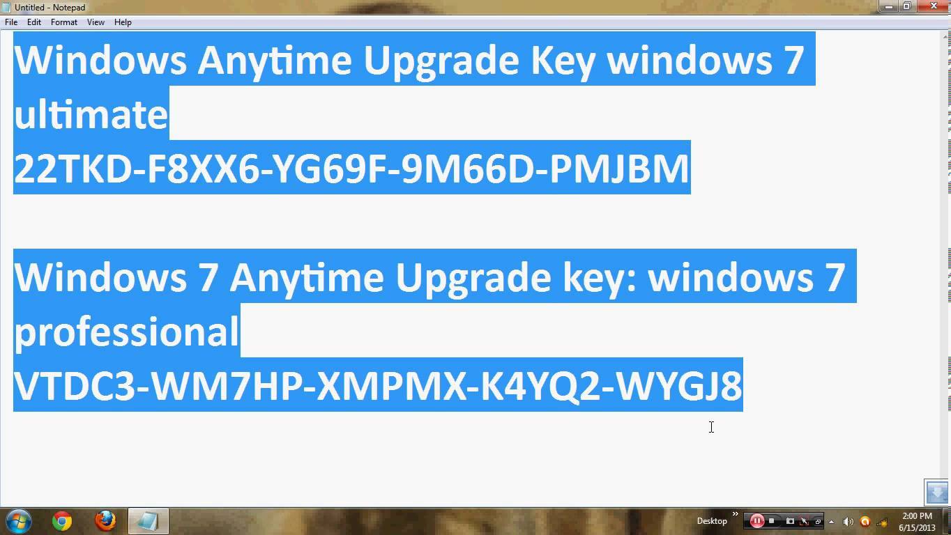 Serial Key For Windows 7 Professional